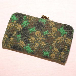 Loungefly green skulls bifold wallet